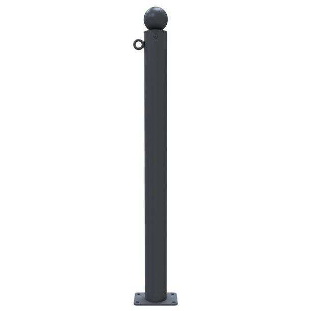 Ornamental bollard | Series 475B | � 76 mm | stationary, to be fixed by plugswith base plate 100 x 150 mm | without lock | with 1 eyelet